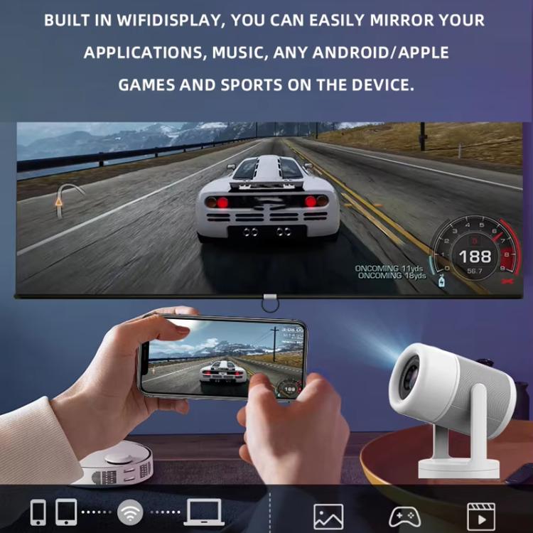 Proiettore J1 1280 X 720P WiFi 6 Sistema Android 11 Supporta Schermo Mirroring, EU Plug, US Plug, UK Plug, AU Plug