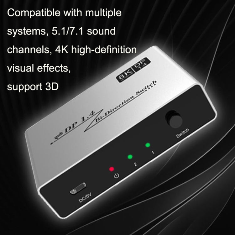 Commutatore bidirezionale 8K 60HZ 1.4V 2 In 1 Out DP, Grey