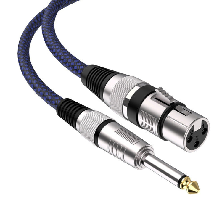 Cavo di bilanciamento XLR per microfono TRS da 6,35 mm maschio a rete blu e nero, 0.5m, 1m, 1.8m, 3m, 5m, 8m, 10m, 12m, 15m, 20m, 25m, 30m