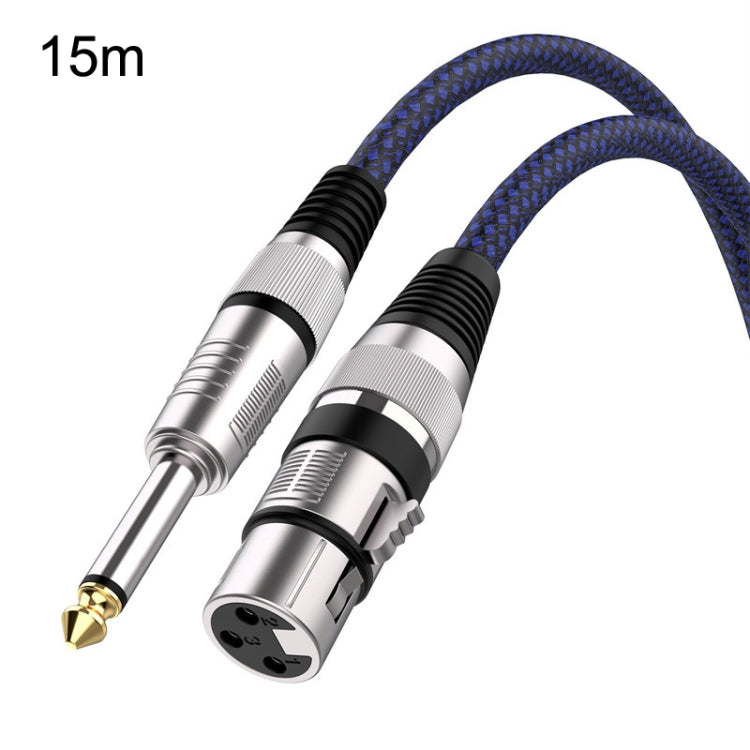 Cavo di bilanciamento XLR per microfono TRS da 6,35 mm maschio a rete blu e nero, 0.5m, 1m, 1.8m, 3m, 5m, 8m, 10m, 12m, 15m, 20m, 25m, 30m