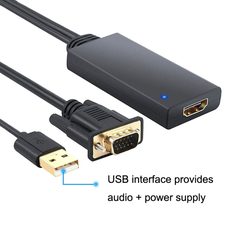 HD55Y Cavo adattatore da VGA a HDMI Convertitore da VGA+USB a HD 1080P con alimentatore, VGA+USB To HDMI