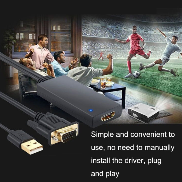 HD55Y Cavo adattatore da VGA a HDMI Convertitore da VGA+USB a HD 1080P con alimentatore, VGA+USB To HDMI