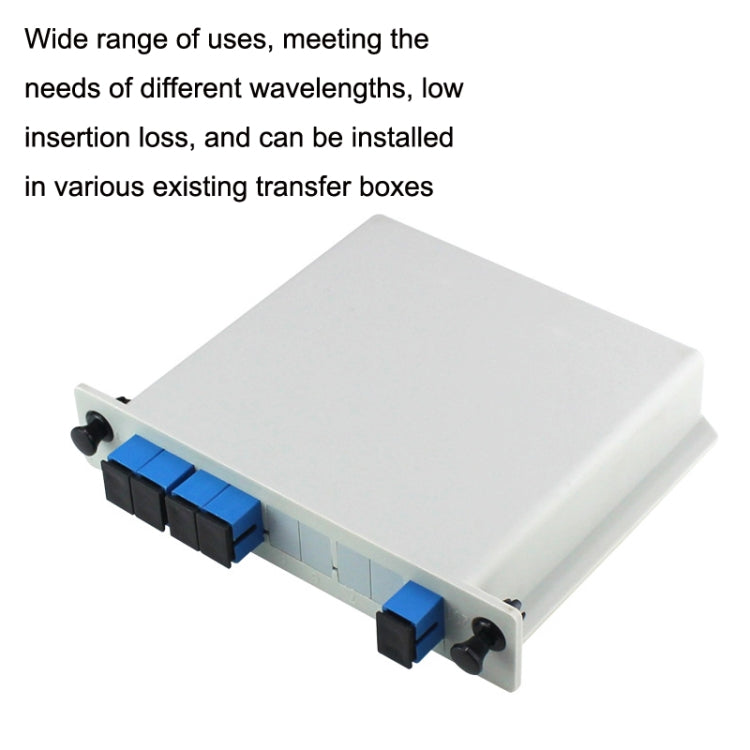 Splitter ottico PLC plug-in 4 in 1 Splitter in fibra ottica di grado portante porta SC, 4 In 1 Plug-in PLC Optical Splitter