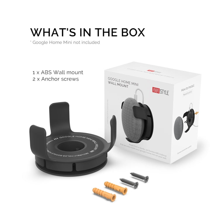Staffa per altoparlante intelligente con staffa da parete AhaStyle PT62, For Google Home Mini Black, For Google Home Mini White, For Amazon Echo Dot 3 Black, For Amazon Echo Dot 3 White