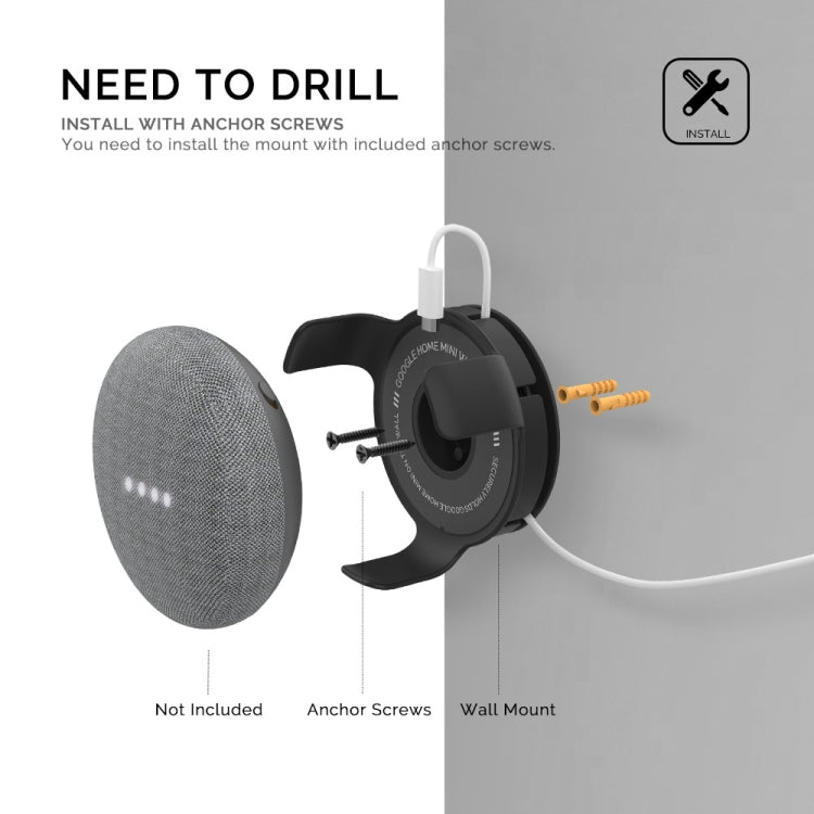Staffa per altoparlante intelligente con staffa da parete AhaStyle PT62, For Google Home Mini Black, For Google Home Mini White, For Amazon Echo Dot 3 Black, For Amazon Echo Dot 3 White