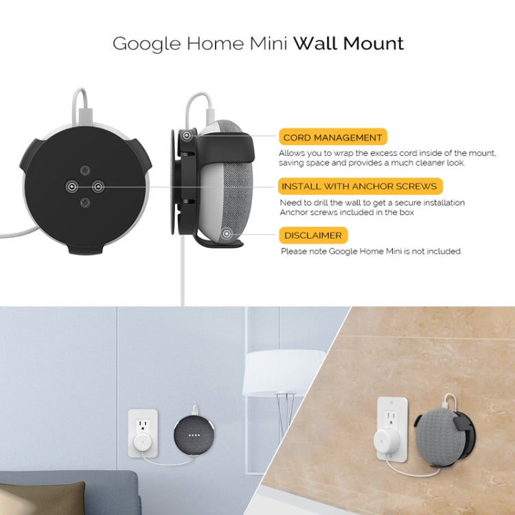 Staffa per altoparlante intelligente con staffa da parete AhaStyle PT62, For Google Home Mini Black, For Google Home Mini White, For Amazon Echo Dot 3 Black, For Amazon Echo Dot 3 White