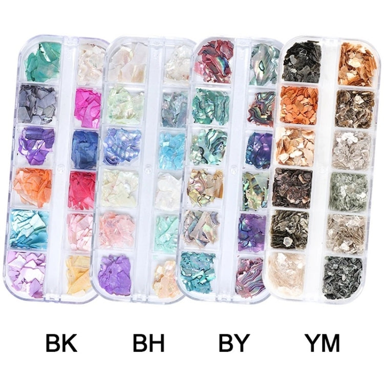 Symphony Flake Mica Flake Shell Nail Art paillettes, BK, BH, BY, YM