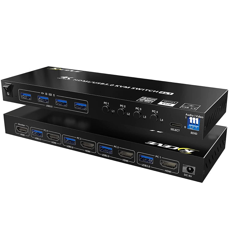 KVM401A Dispositivo condiviso USB 3.0 a 4 porte Convertitore condiviso HUB Switch KVM HDMI, KVM401A