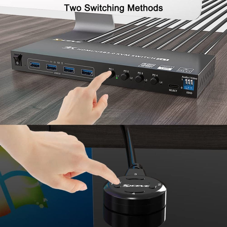 KVM401A Dispositivo condiviso USB 3.0 a 4 porte Convertitore condiviso HUB Switch KVM HDMI, KVM401A