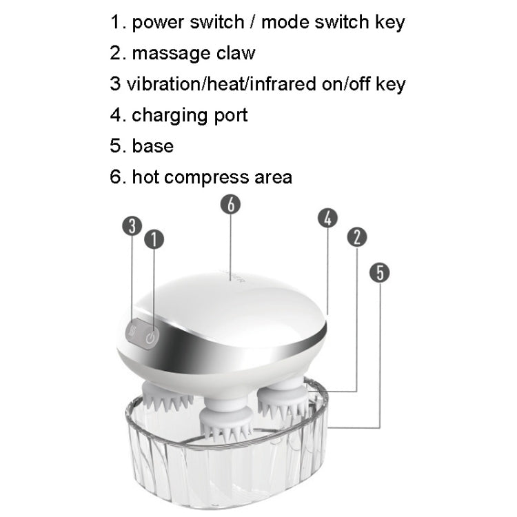 K111 Hot Compress Red Light Head Massager Impastamento elettrico Vibrazione Strumento testa impermeabile, K111 White