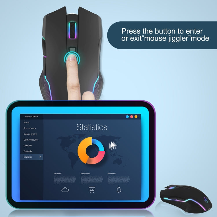 Mouse senza fili portatile E50 2.4G Wireless Jiggler con 7 tasti