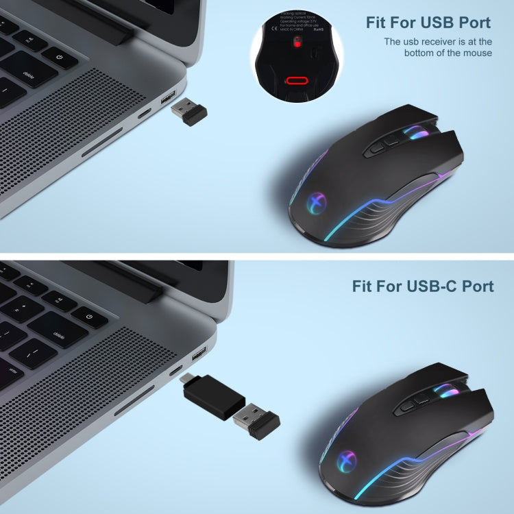 Mouse senza fili portatile E50 2.4G Wireless Jiggler con 7 tasti