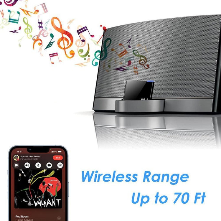 Ricevitore audio Bluetooth 5.1 a 30 pin Adattatore I-WAVE, Bluetooth 5.1
