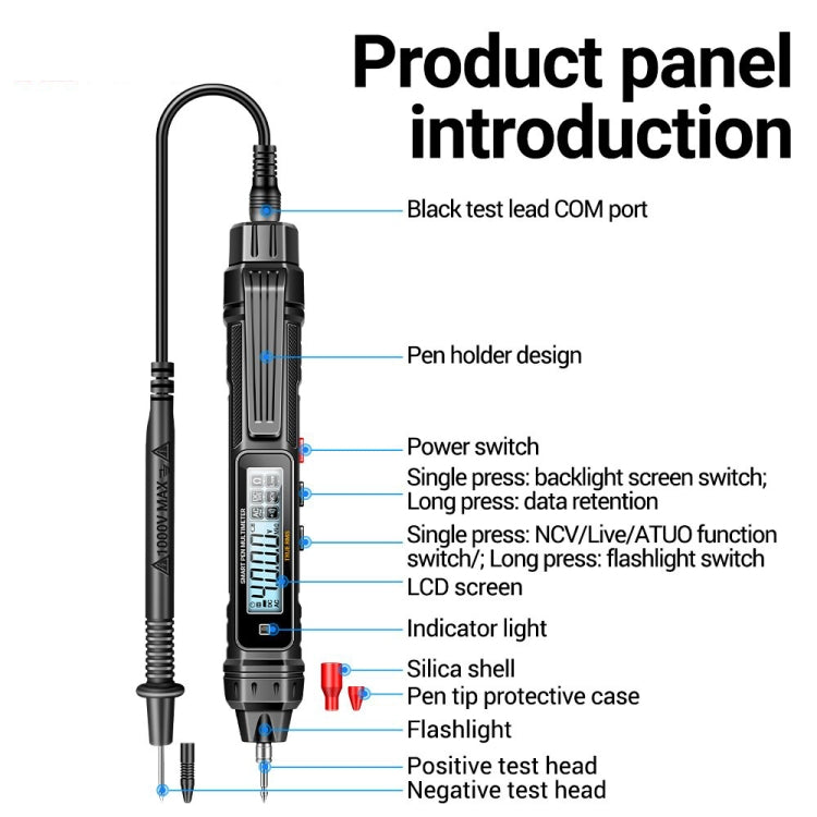 Penna per test di induzione per elettricisti Misuratore universale digitale ad alta precisione anti-combustione completamente intelligente, ANENG A3005, ANENG A3005A, ANENG A3005B