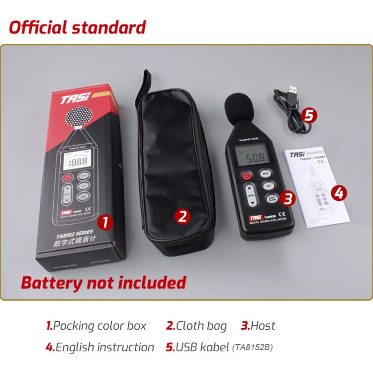 TASI TA8152B Misuratore di decibel sonoro per la misurazione del rumore, TA8152B