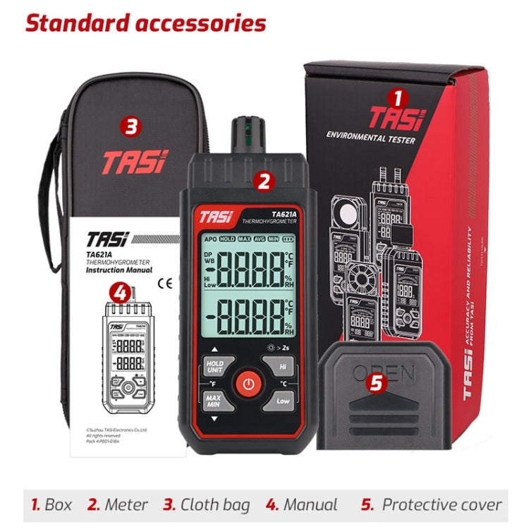 TASI TA621A Termometro digitale del punto di rugiada Misuratore di umidità della temperatura ambiente, TASI TA621A