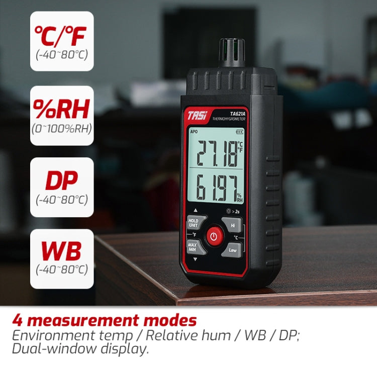 TASI TA621A Termometro digitale del punto di rugiada Misuratore di umidità della temperatura ambiente, TASI TA621A