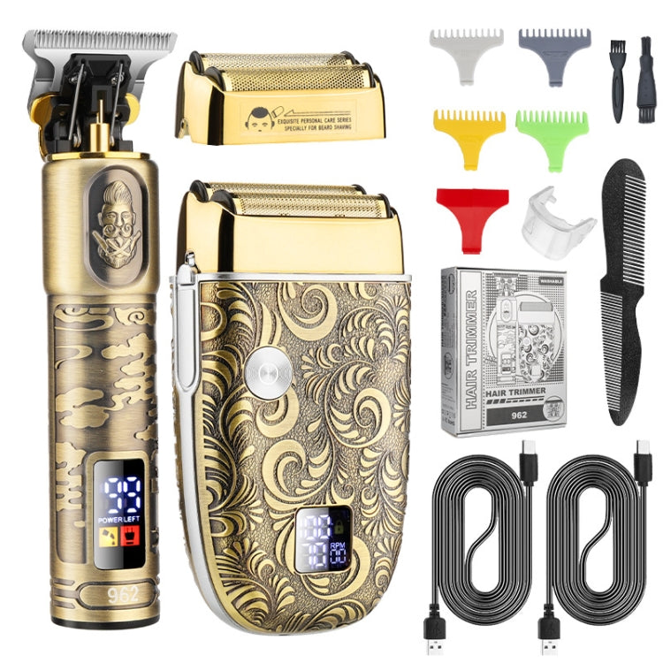 Set impermeabile per tagliacapelli elettrico 2 in 1 per taglio di capelli calvo da uomo, 962 Gold, 962 Gray