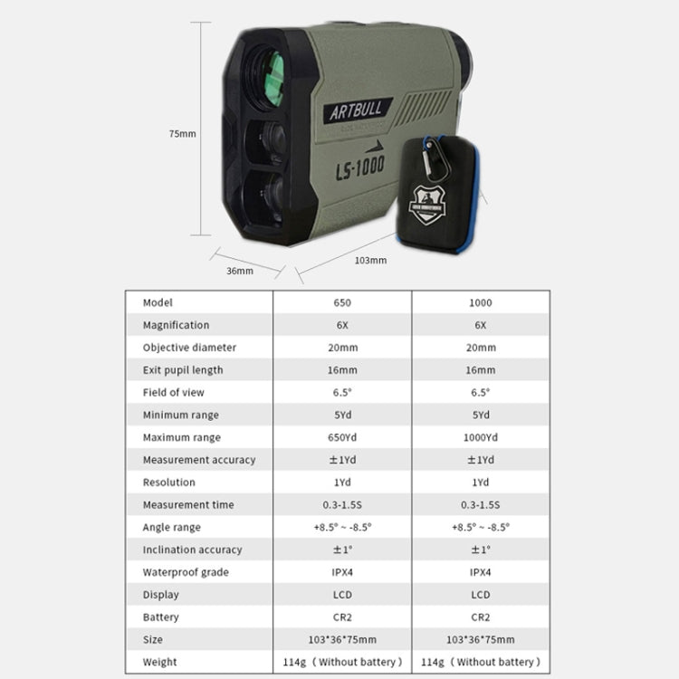 ARBULL LS-1000 telemetro da golf altimetro goniometro per esterni telescopio, LS-1000