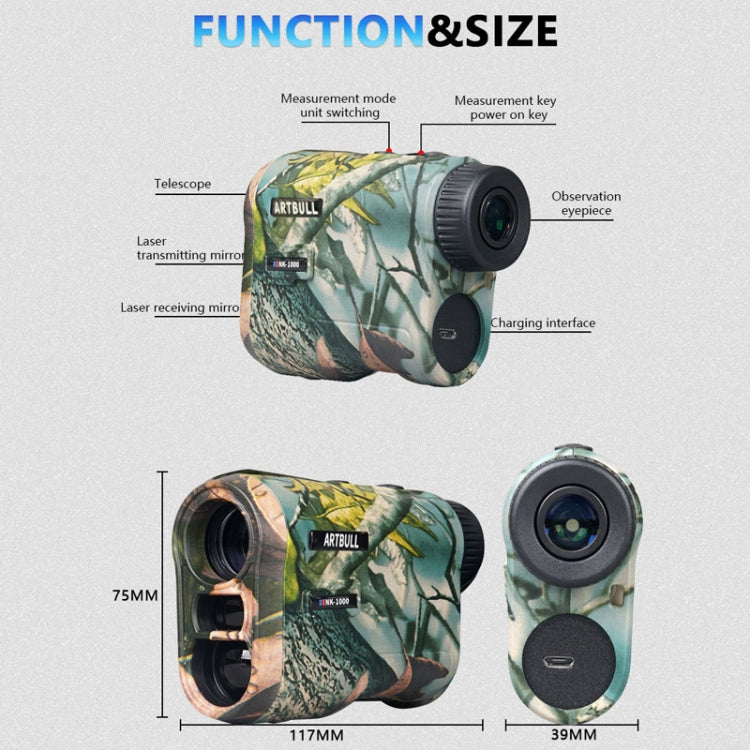ARTBULL NK-1000 Telescopio ricaricabile per telemetro mimetico da golf, NK-1000