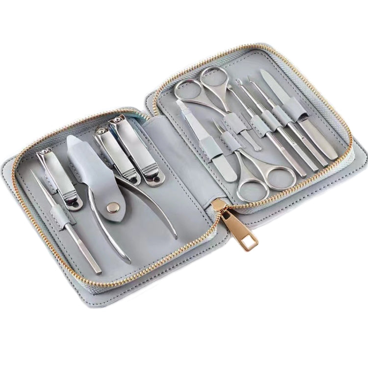 Set di strumenti per tagliare e lucidare le unghie in acciaio inossidabile 12 in 1, Bamboo Section, Square Head