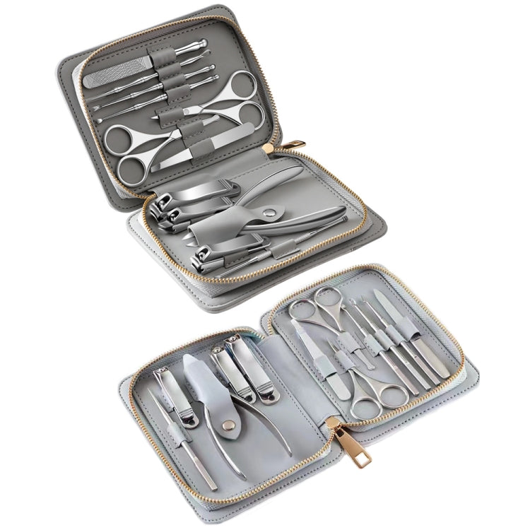 Set di strumenti per tagliare e lucidare le unghie in acciaio inossidabile 12 in 1, Bamboo Section, Square Head