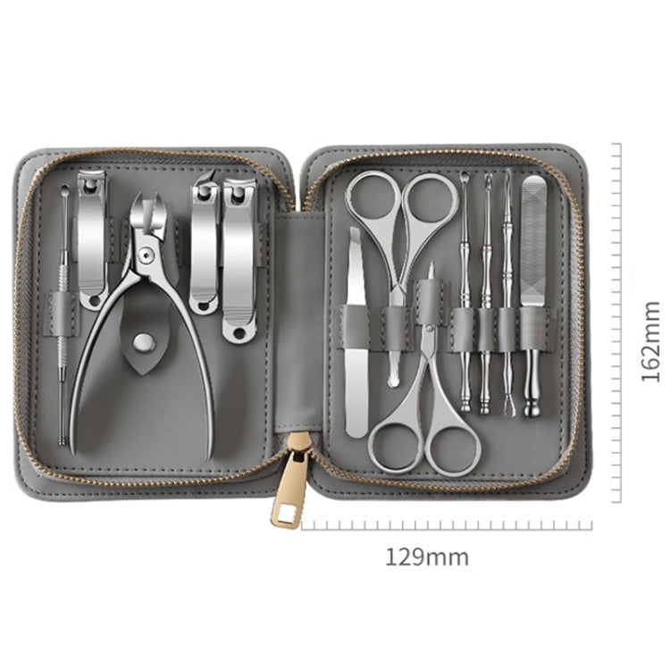 Set di strumenti per tagliare e lucidare le unghie in acciaio inossidabile 12 in 1, Bamboo Section, Square Head
