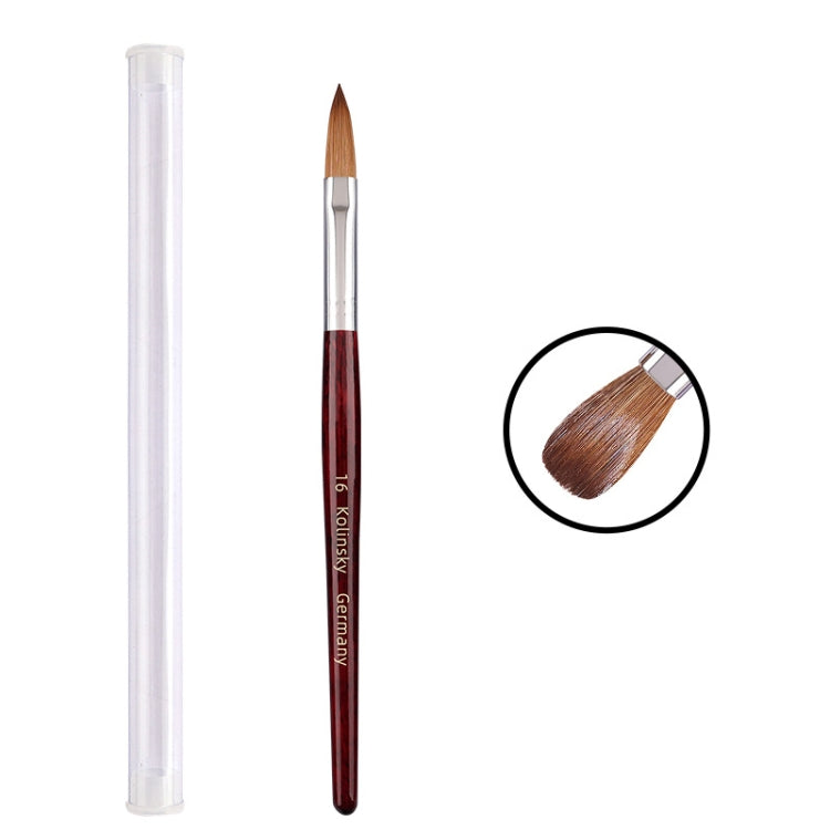 Pennello per nail art con manico in legno rosso Kolinsky, No. 2, No. 4, No. 6, No. 8, No. 10, No. 12, No. 14, No. 16, No. 18, No. 20