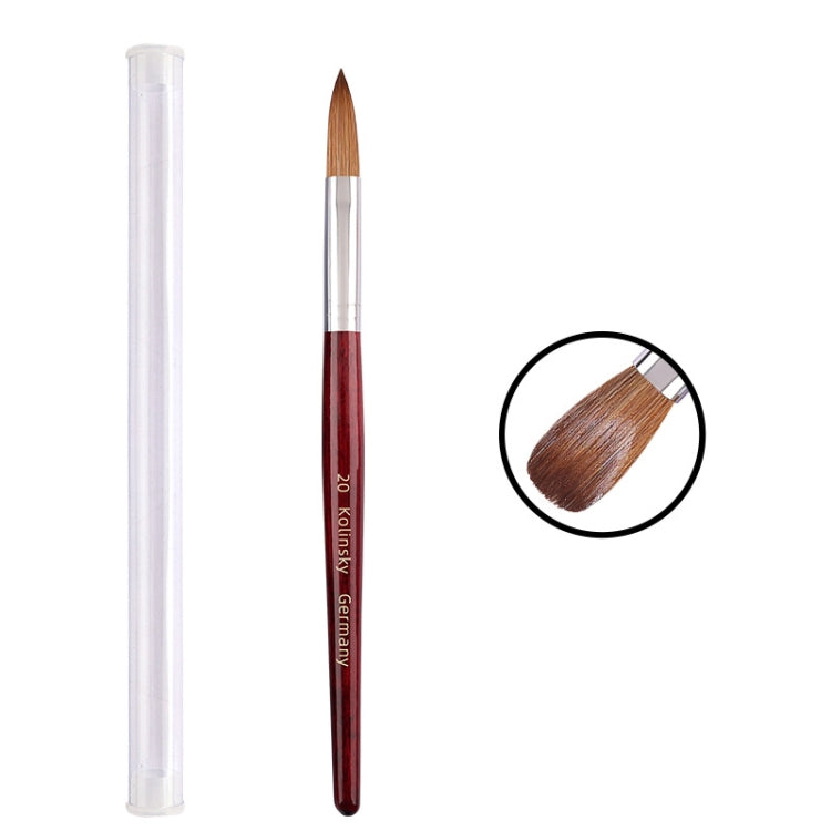 Pennello per nail art con manico in legno rosso Kolinsky, No. 2, No. 4, No. 6, No. 8, No. 10, No. 12, No. 14, No. 16, No. 18, No. 20