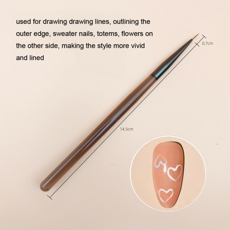 Penna per nail art marrone Set strumenti di disegno colorati, Short Line Pen, Long Line Pen, Petals Pen, Flat Head Fen, Versatile Pen, Round Head Pen, Sweeping pen, Double Head Pen