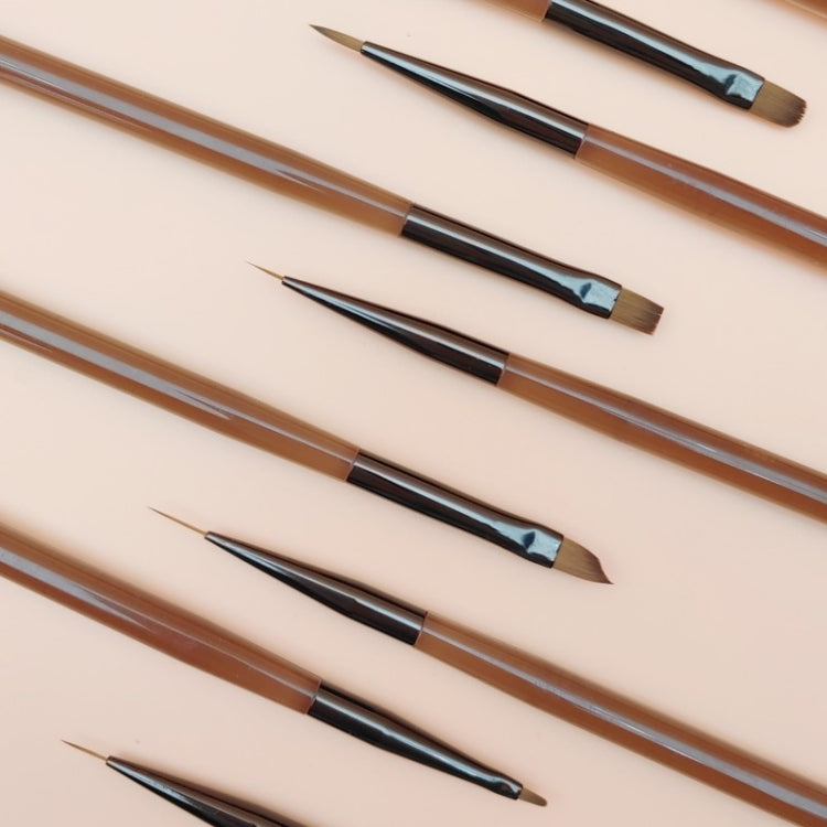 Penna per nail art marrone Set strumenti di disegno colorati, Short Line Pen, Long Line Pen, Petals Pen, Flat Head Fen, Versatile Pen, Round Head Pen, Sweeping pen, Double Head Pen