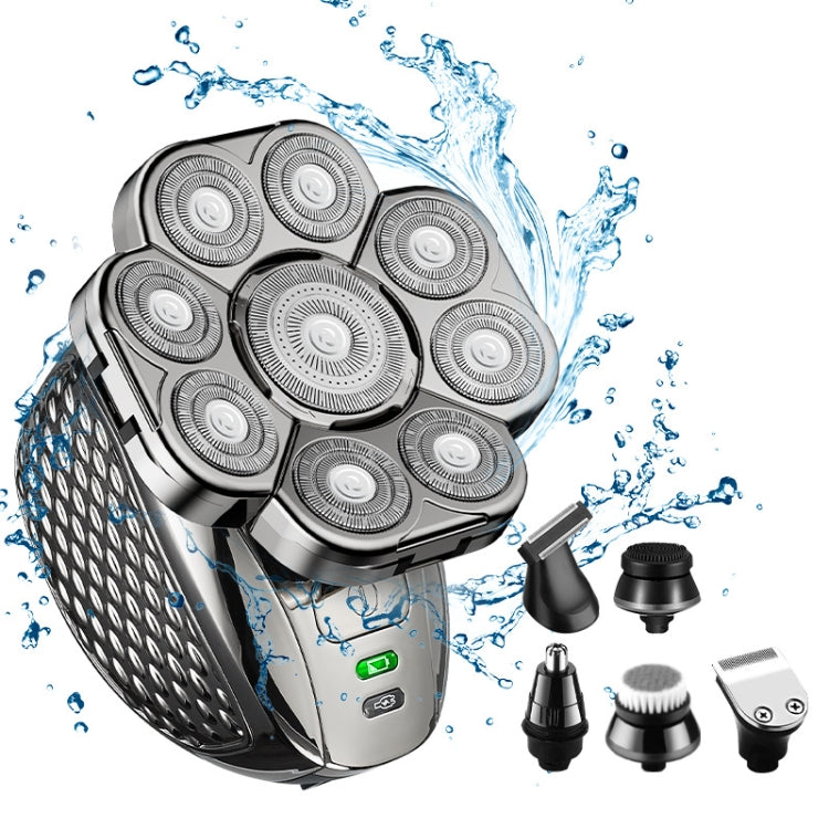 9 Rasoio USB multifunzionale a testa di coltello Rasoio per il lavaggio dell'acqua per tutto il corpo Uomo Capelli calvi, Single Machine, 6 In 1