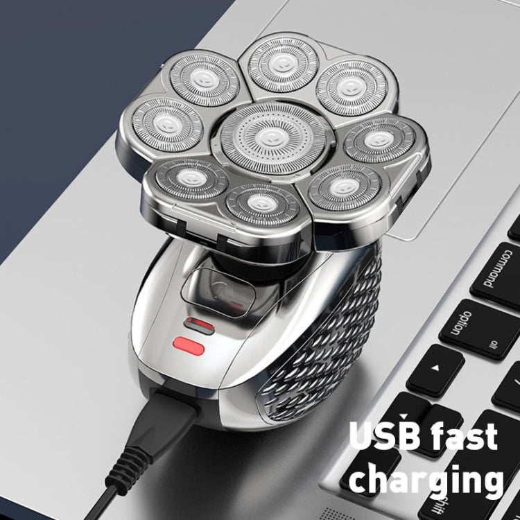 9 Rasoio USB multifunzionale a testa di coltello Rasoio per il lavaggio dell'acqua per tutto il corpo Uomo Capelli calvi, Single Machine, 6 In 1