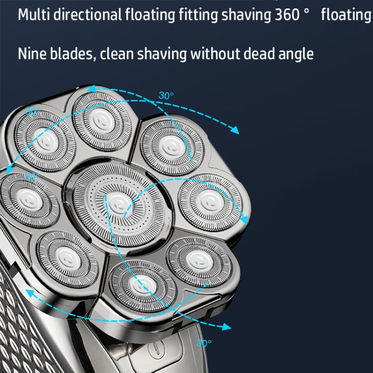 9 Rasoio USB multifunzionale a testa di coltello Rasoio per il lavaggio dell'acqua per tutto il corpo Uomo Capelli calvi, Single Machine, 6 In 1