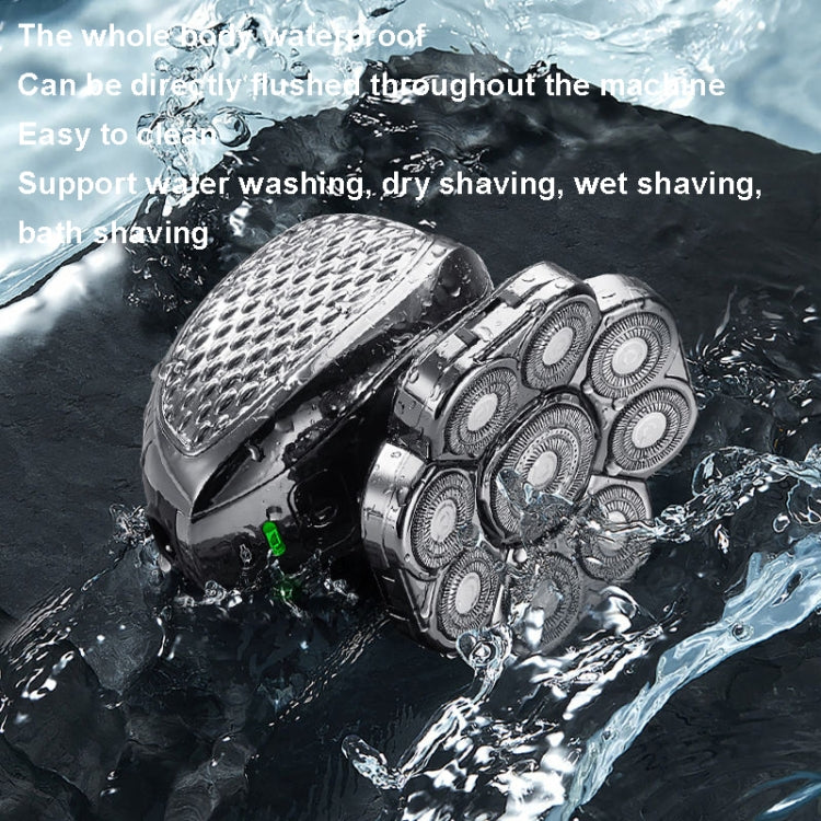9 Rasoio USB multifunzionale a testa di coltello Rasoio per il lavaggio dell'acqua per tutto il corpo Uomo Capelli calvi, Single Machine, 6 In 1