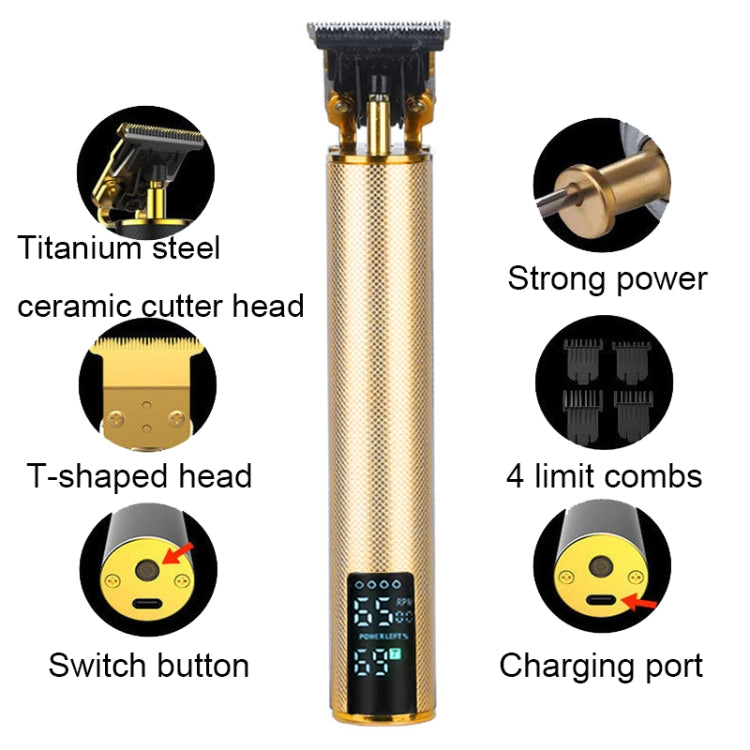 Tagliacapelli elettrico con coltello in ceramica per incisione con display digitale ricaricabile USB, Digital Display (Black), Digital Display (Gold), (Digital Display Black), (Digital Display Gold)