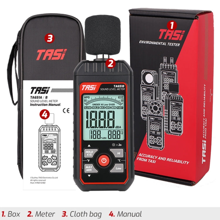 Dispositivo di decibel del tester del rumore domestico, TASI TA651A, TASI TA651B