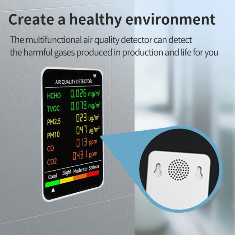 Rilevatore di qualità dell'aria PM2.5/PM10 Monitoraggio della qualità dell'aria interna, 6 in 1 Air Quality Detector White, 6 in 1 Air Quality Detector Black