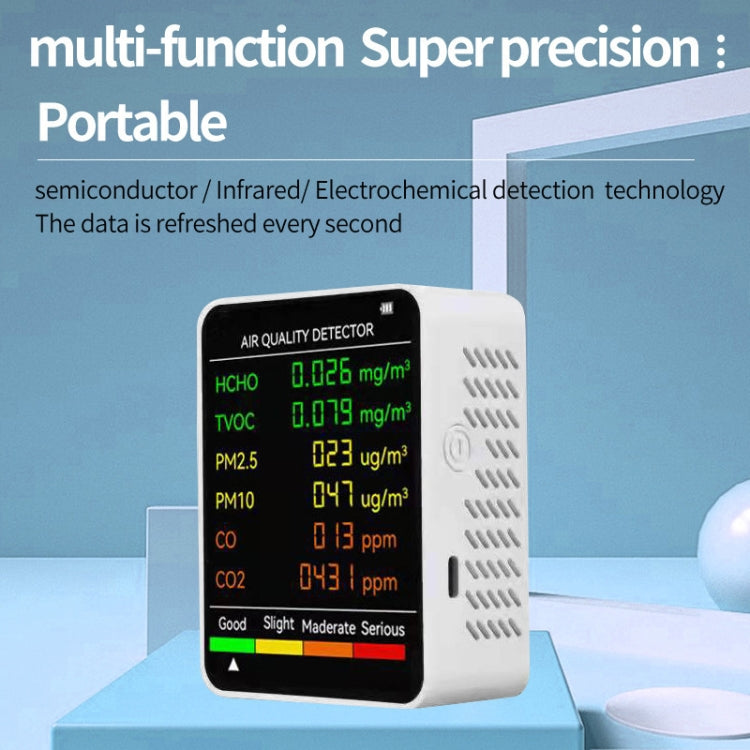 Rilevatore di qualità dell'aria PM2.5/PM10 Monitoraggio della qualità dell'aria interna, 6 in 1 Air Quality Detector White, 6 in 1 Air Quality Detector Black