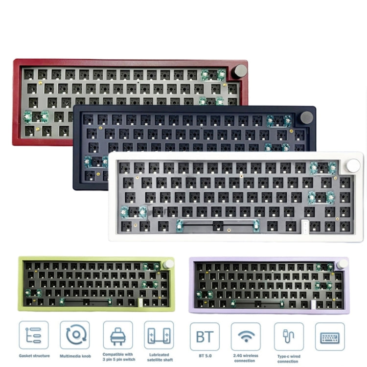 67 tasti fai-da-te personalizzati a tre modalità con kit tastiera meccanica a manopola Supporta la retroilluminazione RGB hot plug, White, Black, Claret, Purple, Green, Blue