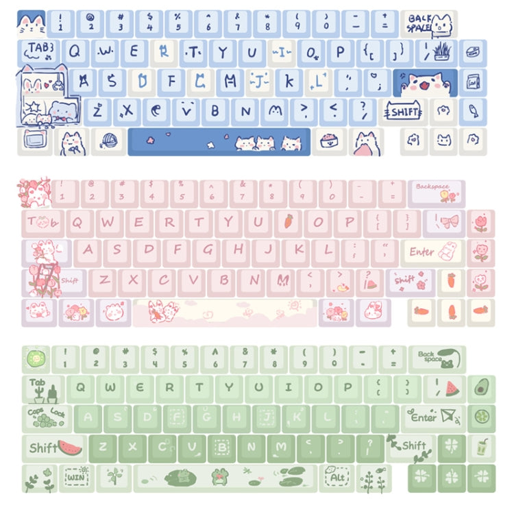 68 tasti Copritasti personalizzati PBT Heat Rise a 5 lati, 66 Keys Blue, 66 Keys Pink, 66 Keys Green