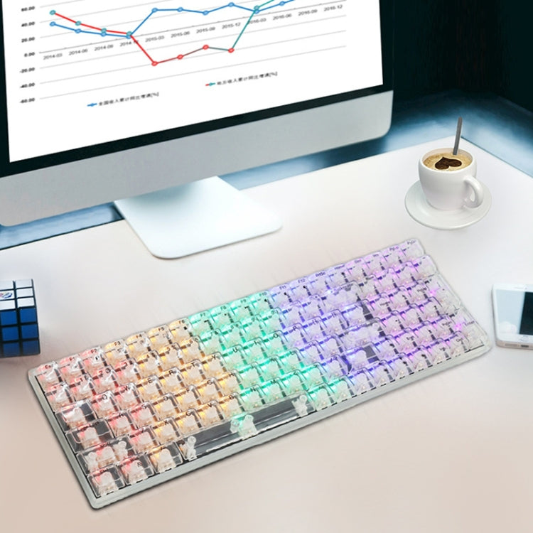 Tastiera meccanica cablata da gioco personalizzata con 100 tasti Keycap trasparente, Green Shaft (Black), Red Shaft (White), Red Shaft (Black)