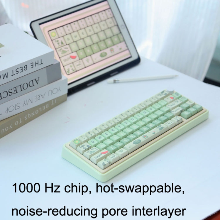 Tastiera meccanica da gioco retroilluminata RGB a 3 modalità wireless Bluetooth Kit in lega di alluminio + copritastiera, Light Blue, Pink, Light Green