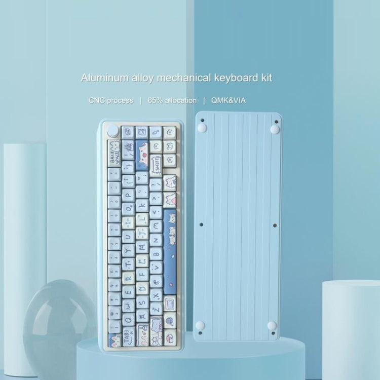 Tastiera meccanica da gioco retroilluminata RGB a 3 modalità wireless Bluetooth Kit in lega di alluminio + copritastiera, Light Blue, Pink, Light Green