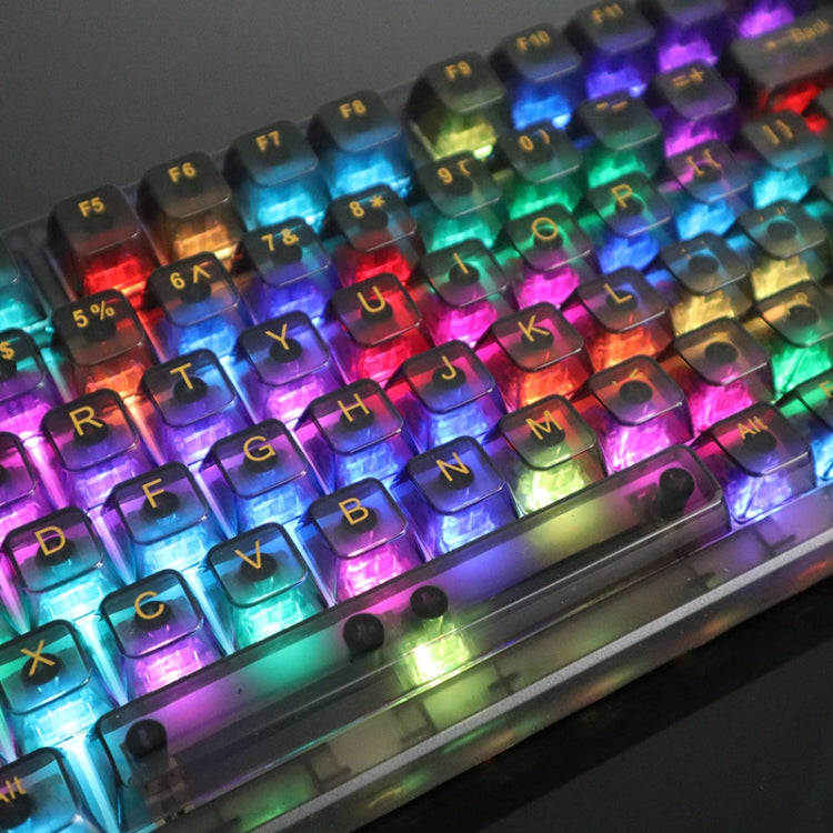 130 tasti MDA Altezza tastiera meccanica Keycap trasparente, 130 Keys Foggy Transparent, 130 Keys Black Transparent