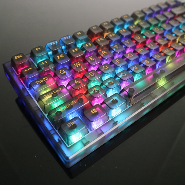 130 tasti MDA Altezza tastiera meccanica Keycap trasparente, 130 Keys Foggy Transparent, 130 Keys Black Transparent