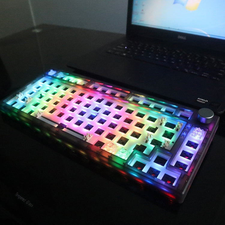 Kit tastiera meccanica personalizzata hot-plug RGB a 3 modalità wireless Bluetooth a 82 tasti, Kit(White Transparent), Kit(Black Transparent)