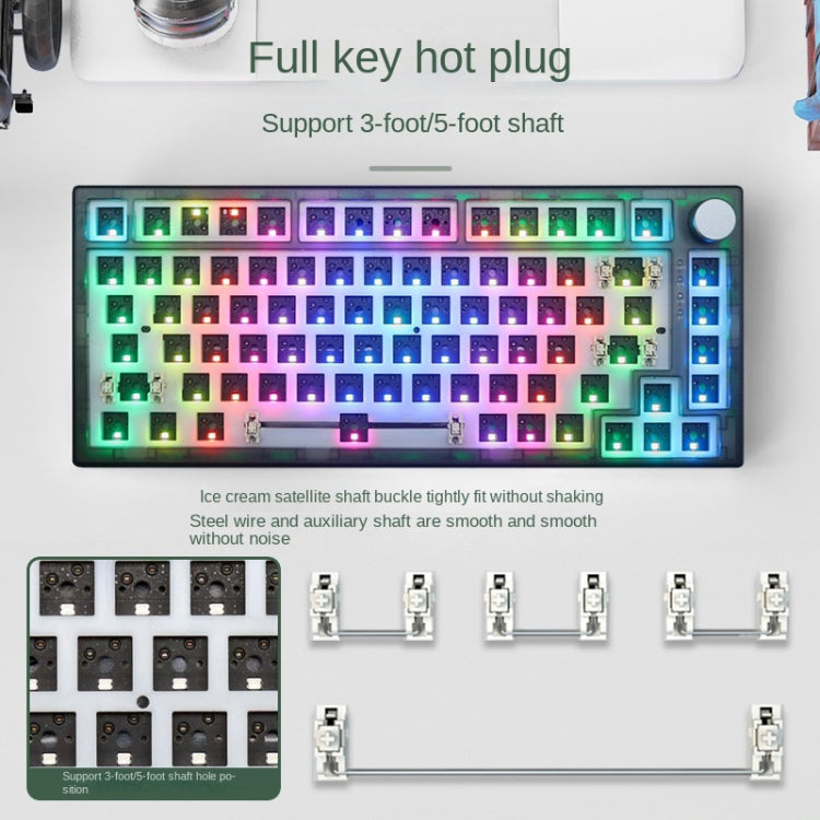Kit tastiera meccanica personalizzata hot-plug RGB a 3 modalità wireless Bluetooth a 82 tasti, Kit(White Transparent), Kit(Black Transparent)