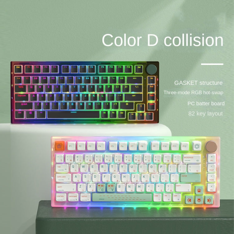 Kit tastiera meccanica personalizzata hot-plug RGB a 3 modalità wireless Bluetooth a 82 tasti + copritastiera, Kit + Keycap(White), Kit + Keycap(Black)