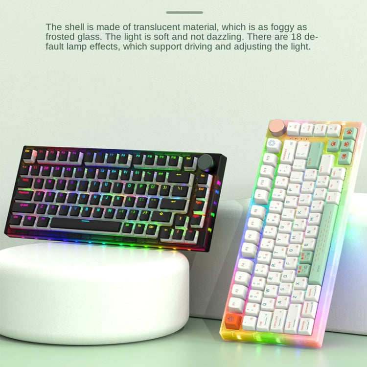 Kit tastiera meccanica personalizzata hot-plug RGB a 3 modalità wireless Bluetooth a 82 tasti + copritastiera, Kit + Keycap(White), Kit + Keycap(Black)